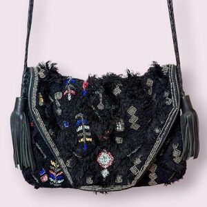 Anthropologie Ibban Jack Wallet Boho Fringe Beaded Crossbody Bag